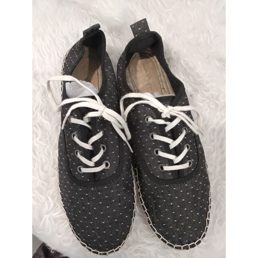 SeaVees Sorrento Sand Shoe Womens 9 Black Polka Dot Denim Espadrille Sneakers